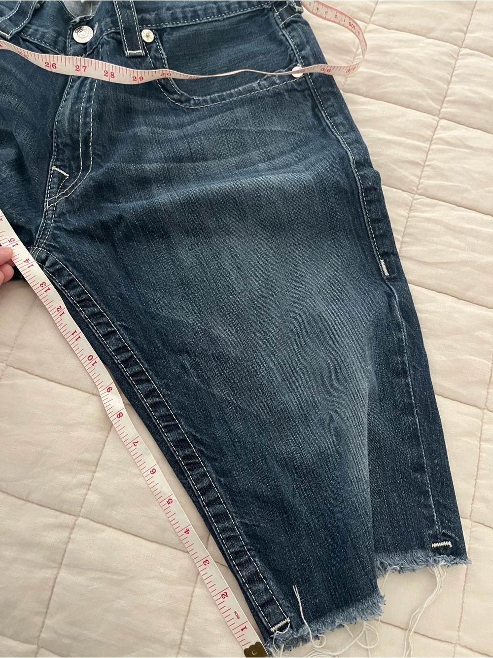 True Religion Blue Denim Jean shorts cut off - Picture 7 of 10